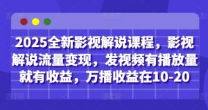 2025全新影视解说课程,影视解说流量变现,发视频有播放量就有收益,万播收益在10-20-壹浩聊项目