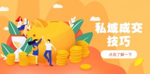 私域成交技巧，帮你从入门到精通，破解四大痛点，快速变现，轻松收钱-壹浩聊项目