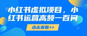 小红书虚拟项目,小红书运营高频一百问【文档】-壹浩聊项目