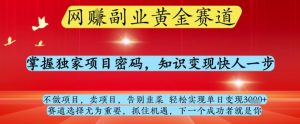 网创副业黄全赛道，掌握独家项目密码，知识变现快人一步，告别韭菜轻松实现单日变现1k+【揭秘】-壹浩聊项目