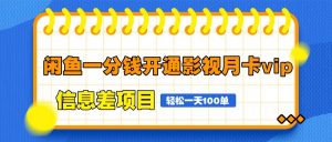闲鱼一分钱开通影视月卡vip信息差项目，自由定价、轻松一天100单-壹浩聊项目
