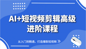 AI+短视频剪辑高级进阶课程,从入门到精通,打造爆款短视频-壹浩聊项目