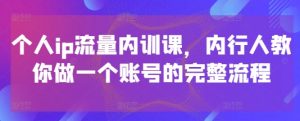 个人ip流量内训课,内行人教你做一个账号的完整流程-壹浩聊项目