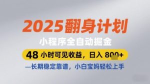 2025翻身计划小程序全自动掘金,48小时可见收益,日入多张+,长期稳定靠谱,小白宝妈轻松上手【揭秘】-壹浩聊项目