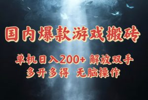 国内爆款游戏搬砖，单机日入200+，长期稳定，多开多得，无脑操作-壹浩聊项目