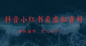 抖音小红书卖虚拟资料,市场需求一直存在,矩阵操作,月入1w+-壹浩聊项目