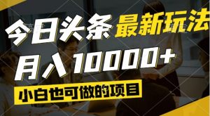 今日头条最新风口,视频掘金,小白也可月入过万,可以矩阵操作-壹浩聊项目