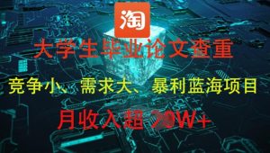 大学生毕业论文查重，暴利蓝海项目，月收入过1W+-壹浩聊项目