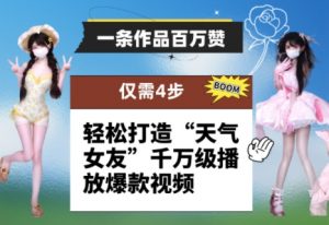 一条作品百万赞！ 只需4步，轻松打造“天气女友”千万级播放爆款视频-壹浩聊项目