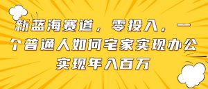 新蓝海赛道，零投入，一个普通人如何宅家办公实现年入百万-壹浩聊项目