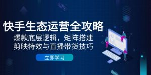 快手生态运营全攻略:爆款底层逻辑,矩阵搭建,剪映特效与直播带货技巧-壹浩聊项目