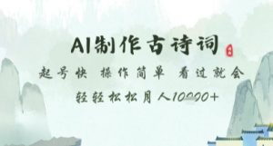 AI制作古诗词,起号快,操作简单,看过就会轻轻松松月人1w+【揭秘】-壹浩聊项目