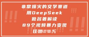 非常爆火的文学赛道，用deepseek做名著解读 ，89个视频暴力变现1w+-壹浩聊项目