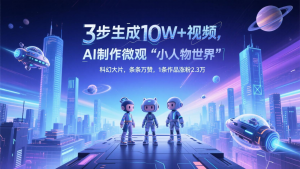 三步生成10W+视频,AI制作微观“小人物世界”科幻大片,条条万赞,1条作品涨粉2.3万-壹浩聊项目