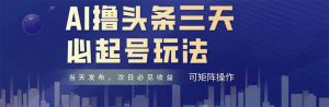 AI撸头条三天必起号，纯原创情感故事，每天搬砖十分钟，小白复制粘贴月…-壹浩聊项目