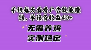 （14767期）手机每天看看广告就能赚钱，单设备收益40+ 无需养鸡，实测稳定-壹浩聊项目
