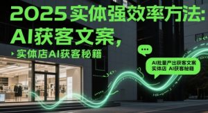 2025实体强效率方法：AI批量产出获客文案，实体店AI获客秘籍-壹浩聊项目