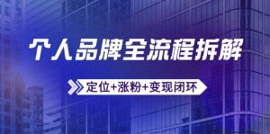 个人品牌全流程拆解:定位+涨粉+变现闭环,微信生态运营与资源整合-壹浩聊项目