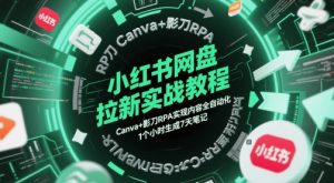 小红书网盘拉新实战教程，Canva+影刀RPA实现内容全自动化，1个小时生成7天笔记-壹浩聊项目