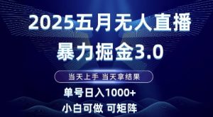 2025五月无人直播暴力掘金3.0，当天上手，当天拿结果，单号日入1k+小白可做可矩阵【揭秘】-壹浩聊项目