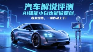 抖音汽车解说评测赛道，AI赋能小白也能做原创，收益爆炸，一条作品上千-壹浩聊项目