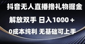 抖音无人直播撸礼物掘金,解放双手,日入1k,0成本纯利,无基础可上手【揭秘】-壹浩聊项目