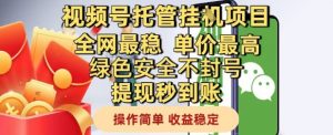 视频号托管挂G项目全网最稳,单价最高,绿色安全不封号提现秒到账,操作简单,收益稳定【揭秘】-壹浩聊项目