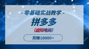 拼多多虚拟电商,零基础实战教学,快速打爆商品,新手也能月入10000+-壹浩聊项目