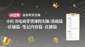 小红书电商带货课程实操:基础篇-选品篇-店铺篇-笔记内容篇-直播篇-壹浩聊项目