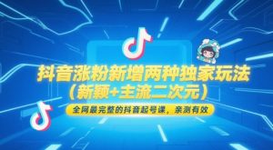 抖音涨粉新增两种独家玩法(新颖+主流二次元)，全网最完整的抖音起号课，亲测有效-壹浩聊项目