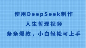 使用DeepSeek制作人生哲理视频，条条爆款，小白轻松可上手-壹浩聊项目