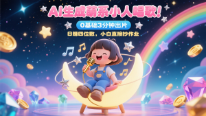 AI生成萌系小人唱歌！0基础3分钟出片，28个作品涨粉9万，日赚四位数，小白直接抄作业-壹浩聊项目