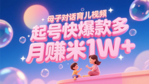 AI生成母子对话育儿类视频,起号快爆款多,小白宝妈轻松学,多渠道变现,月赚米1W+-壹浩聊项目