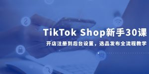 TikTok Shop新手30课,开店注册到后台设置,选品发布全流程教学-壹浩聊项目