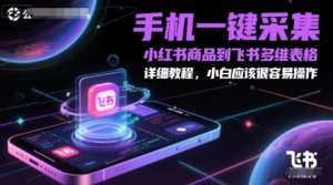 手机一键采集小红书商品到飞书多维表格，详细教程，小白应该很容易操作-壹浩聊项目