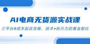 AI电商无货源实战课,三平台0成本起店攻略,技术+执行力的黄金配比-壹浩聊项目