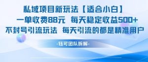 私域项目新玩法【适合小白】 一单收费88.每天稳定收益几张-壹浩聊项目