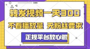 转发视频一天3张+，正规平台放心做，不看播放量，无粉丝要求，随时随地挣收益【揭秘】-壹浩聊项目