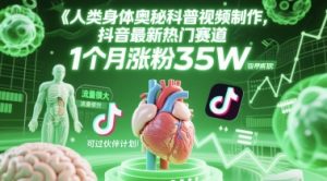 人类科普馆视频制作，抖音最新热门赛道，流量很大，1个月涨粉35W，可过伙伴计划-壹浩聊项目