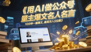 用AI做公众号流量主爆文名人名言,10分钟一篇爆文,最高月入5位数-壹浩聊项目