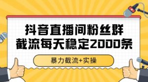 抖音直播间粉丝群暴力截流,一台电脑每天稳定2000条数据【揭秘】-壹浩聊项目