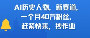 AI历史人物新赛道,一个月40W粉丝,赶紧快来抄作业-壹浩聊项目