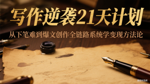 写作逆袭21天计划:从下笔难到爆文创作全链路系统学变现方法论-壹浩聊项目