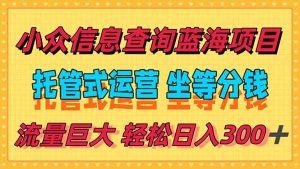 稳定日入300＋，小众信息查询蓝海项目，全程懒人式托管，解放你的时间-壹浩聊项目