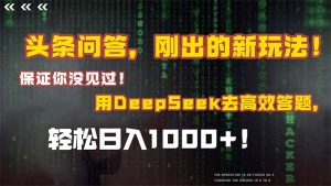 头条问答，刚出的新玩法！保证你没见过！结合Deepseek高效答题，日入1000+-壹浩聊项目
