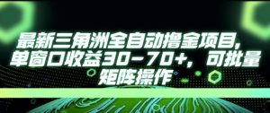最新AI全自动游戏撸金项目,单窗口收益30-70+,可批量操作【揭秘】-壹浩聊项目