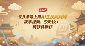 在头条号上用AI生民间故事视频,5天1k+,纯软件操作-壹浩聊项目