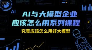 AI与大模型企业应该怎么用系列课程,究竟应该怎么用好大模型-壹浩聊项目