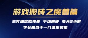 游戏搬砖之魔兽篇，稳定吃排骨每天3小时【揭秘】-壹浩聊项目