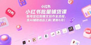 小红书批量铺货课,账号定位到爆文创作全流程,含AI辅助选品工具(更新6月-壹浩聊项目